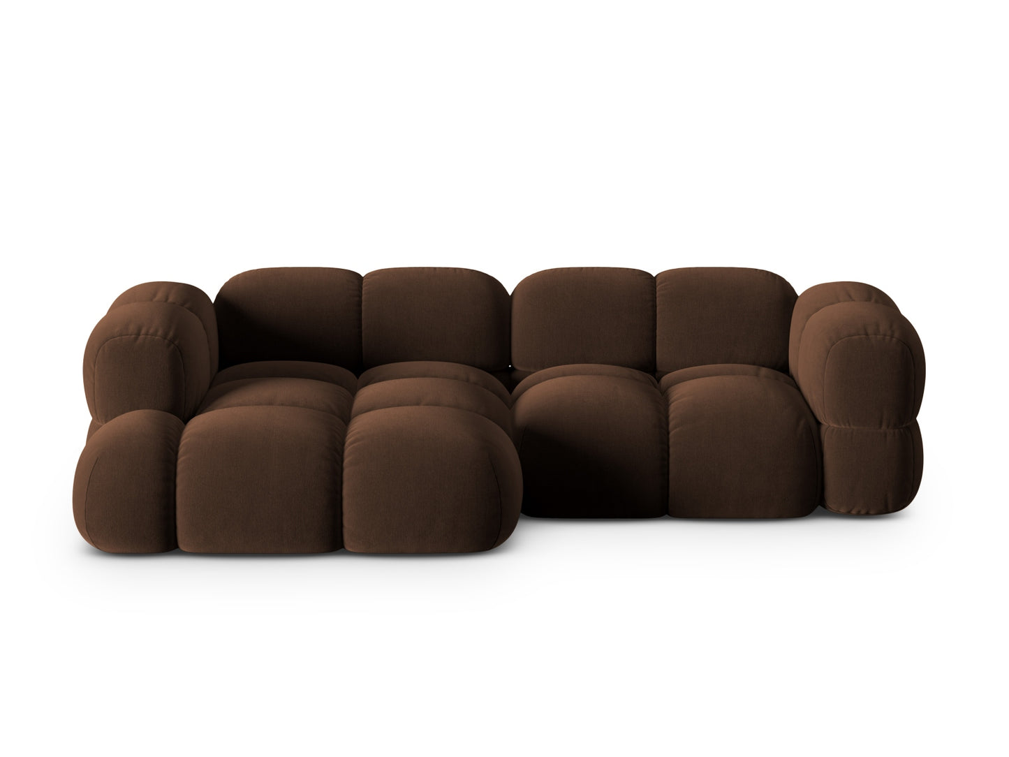 Loretto Corner Sofa, 3 Seats, 250x147 cm — Chocolate / Left