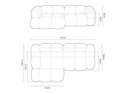 Loretto Corner Sofa, 3 Seats, 250x147 cm
