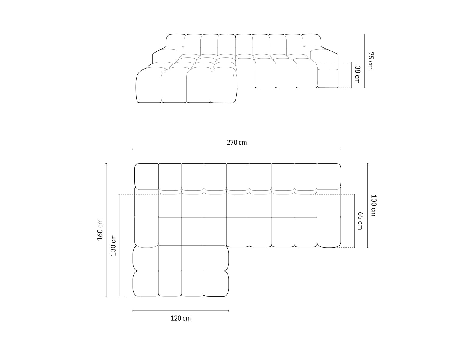 Hawaii Corner Sofa, 3 Seats, 270x160 cm