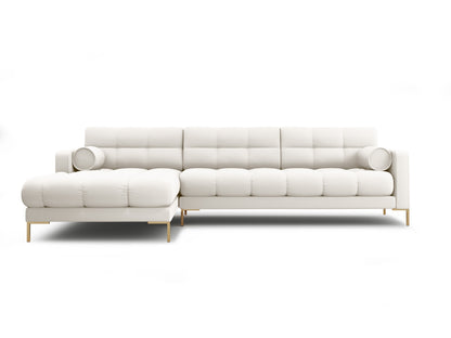 Bali Corner Sofa, 5 Seats, 293x185 cm — Light Beige / Gold Metal / Left