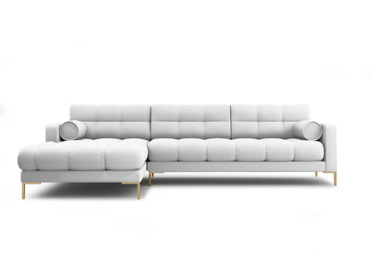 Bali Corner Sofa, 5 Seats, 293x185 cm — Light Grey / Gold Metal / Left
