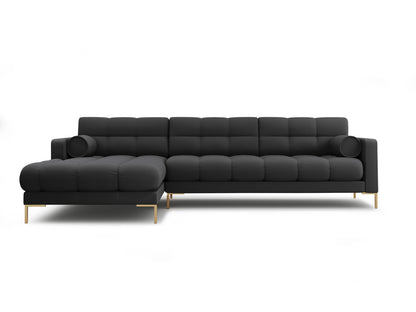 Bali Corner Sofa, 5 Seats, 293x185 cm — Dark Grey / Gold Metal / Left