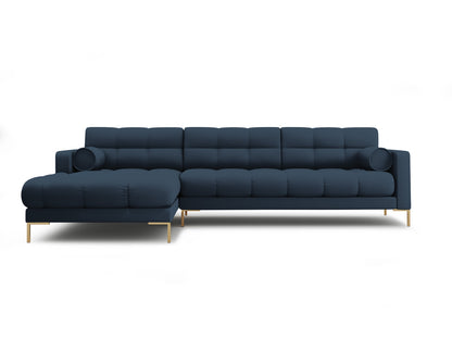 Bali Corner Sofa, 5 Seats, 293x185 cm — Blue / Gold Metal / Left