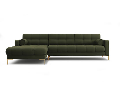 Bali Corner Sofa, 5 Seats, 293x185 cm — Green / Gold Metal / Left