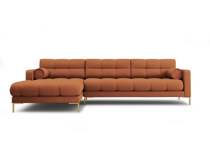 Bali Corner Sofa, 5 Seats, 293x185 cm — Brick / Gold Metal / Left