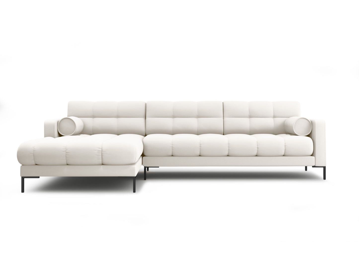 Bali Corner Sofa, 5 Seats, 293x185 cm — Light Beige / Black Metal / Left