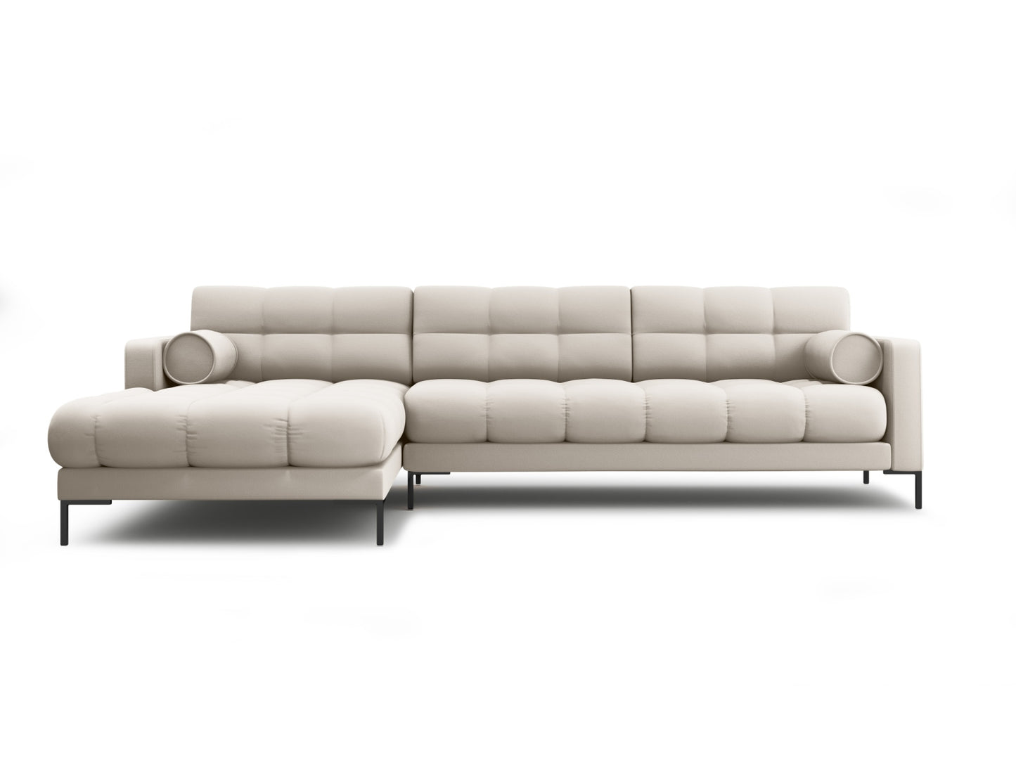 Bali Corner Sofa, 5 Seats, 293x185 cm — Beige / Black Metal / Left