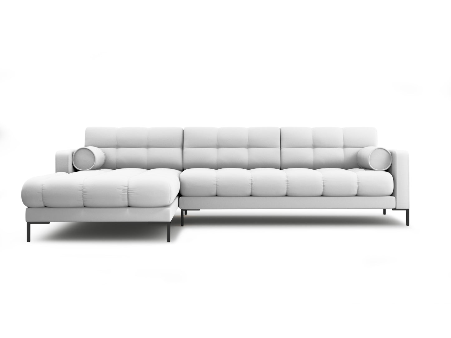 Bali Corner Sofa, 5 Seats, 293x185 cm — Light Grey / Black Metal / Left
