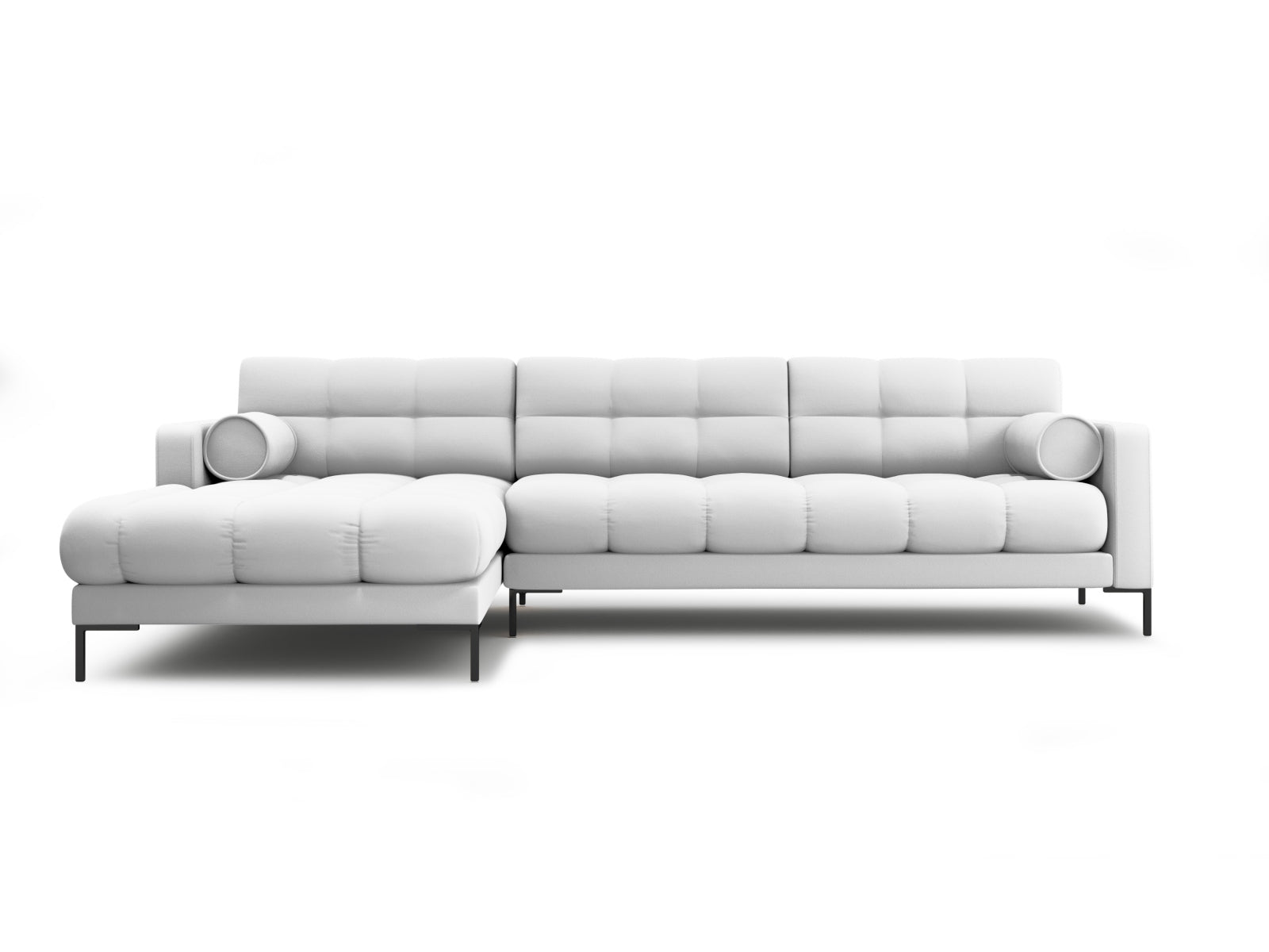 Bali Corner Sofa, 5 Seats, 293x185 cm — Light Grey / Black Metal / Left
