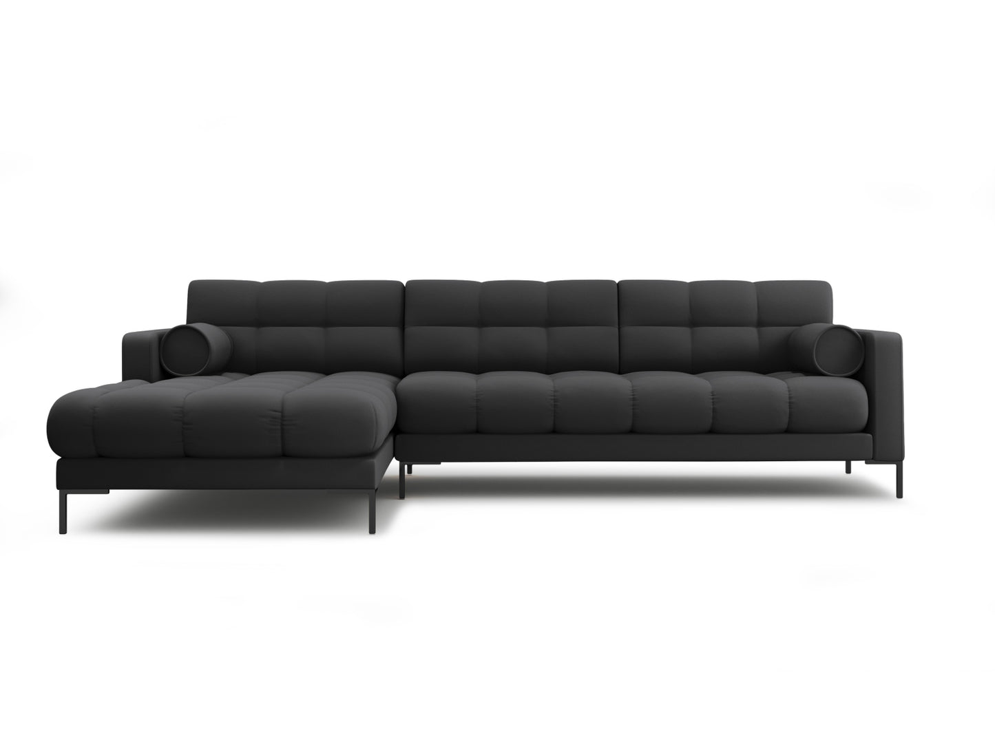 Bali Corner Sofa, 5 Seats, 293x185 cm — Dark Grey / Black Metal / Left