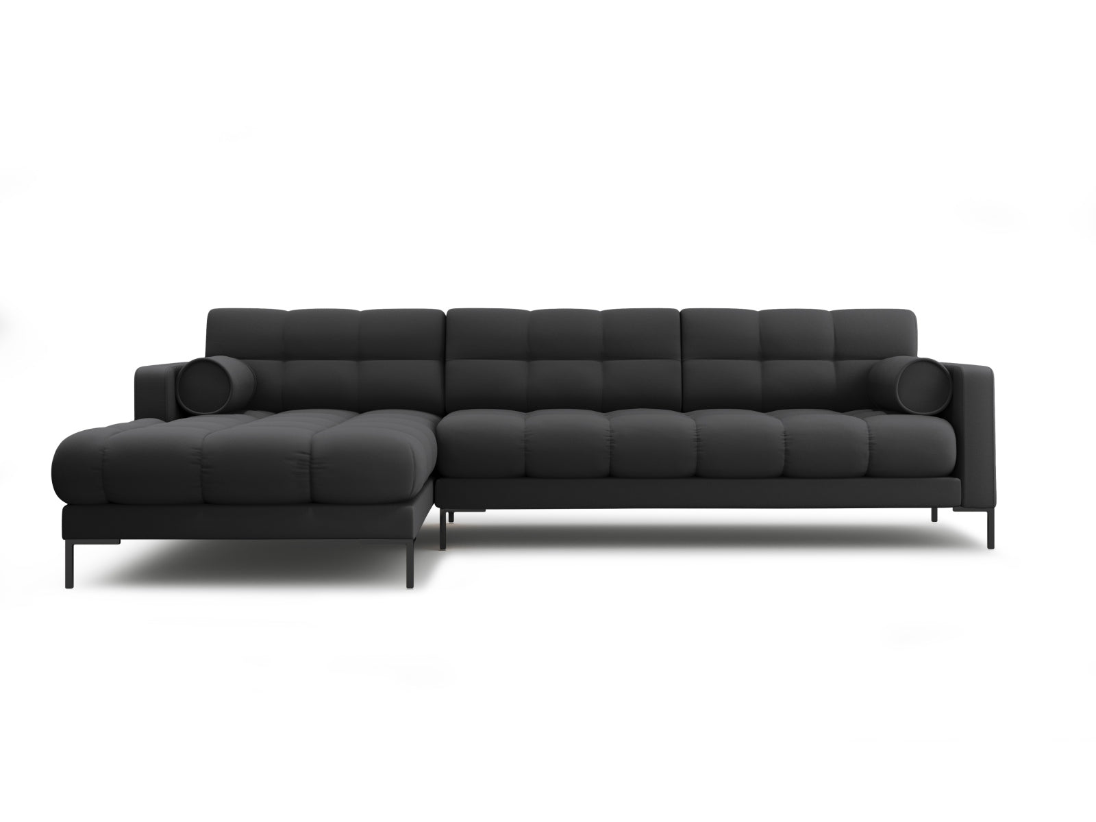 Bali Corner Sofa, 5 Seats, 293x185 cm — Dark Grey / Black Metal / Left