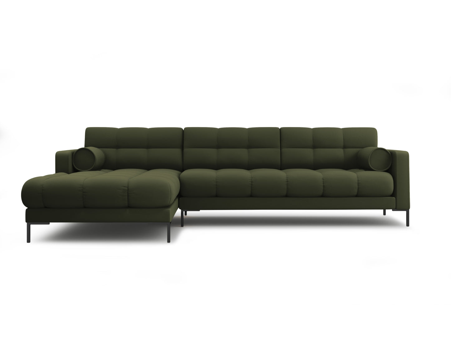 Bali Corner Sofa, 5 Seats, 293x185 cm — Green / Black Metal / Left