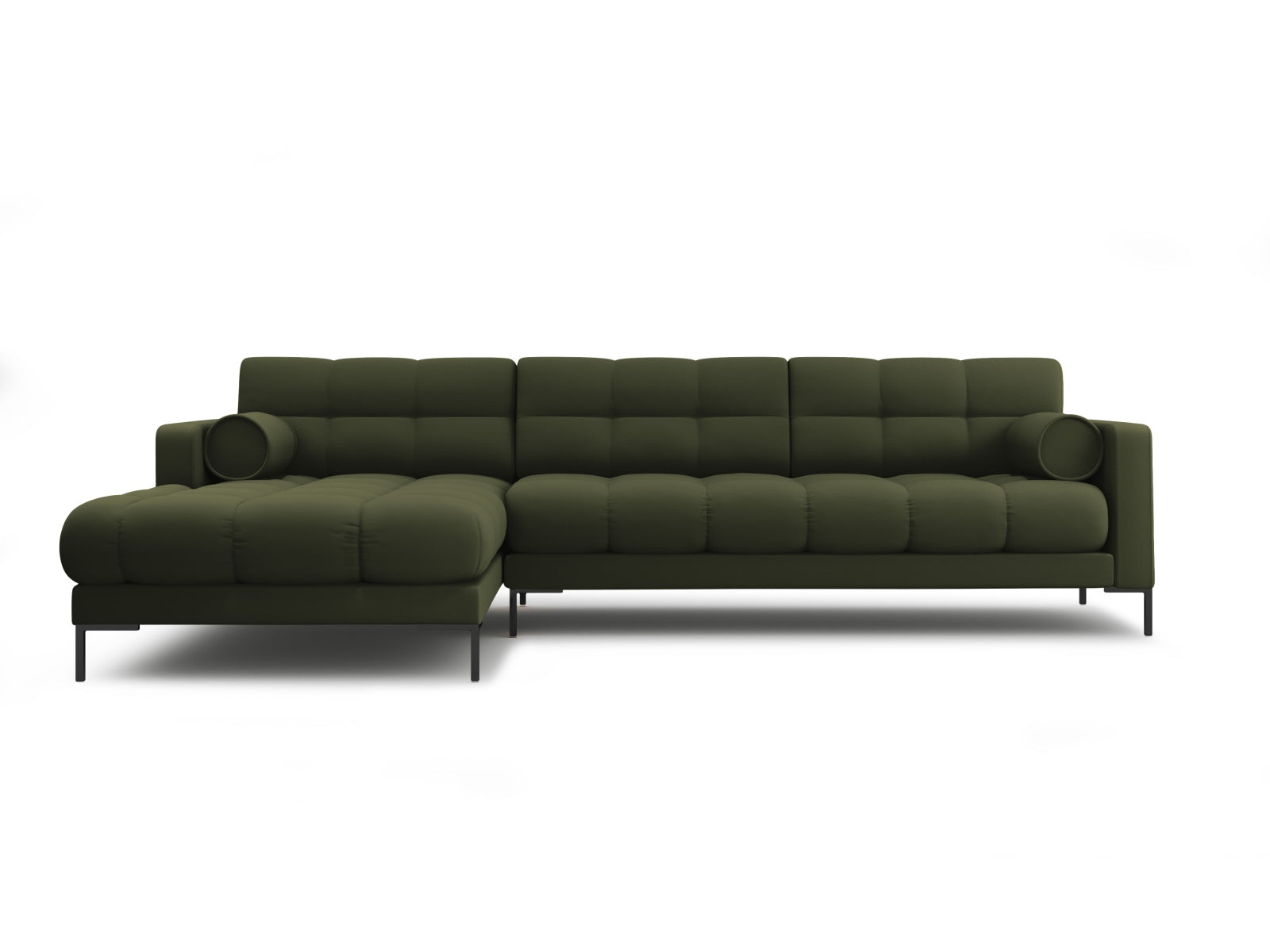 Bali Corner Sofa, 5 Seats, 293x185 cm — Green / Black Metal / Left