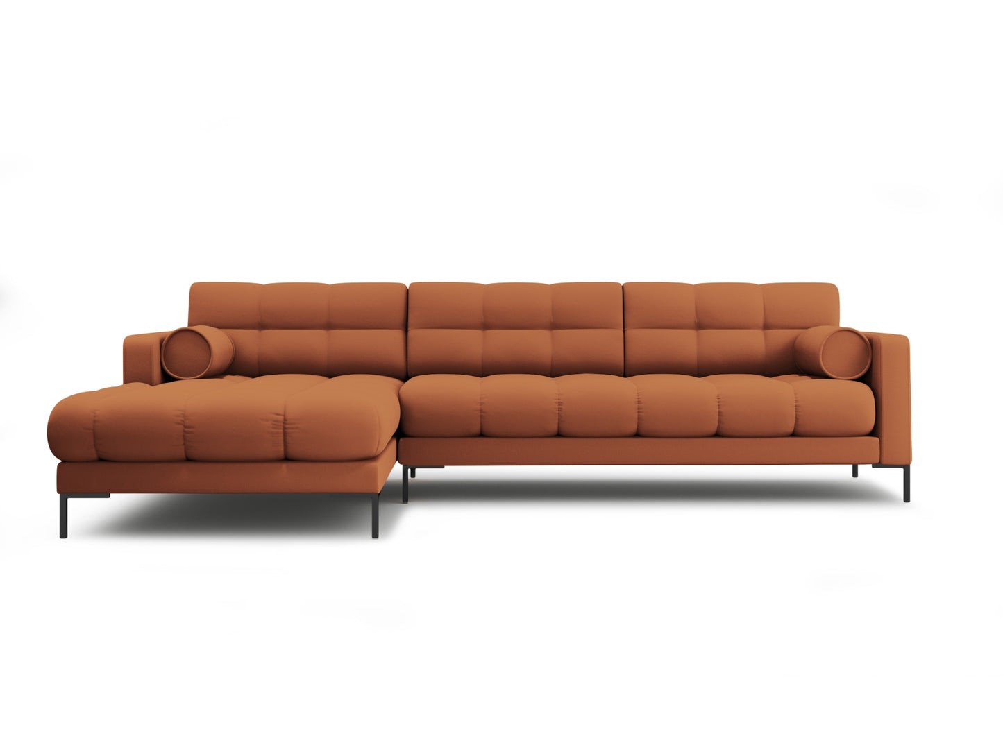 Bali Corner Sofa, 5 Seats, 293x185 cm — Brick / Black Metal / Left