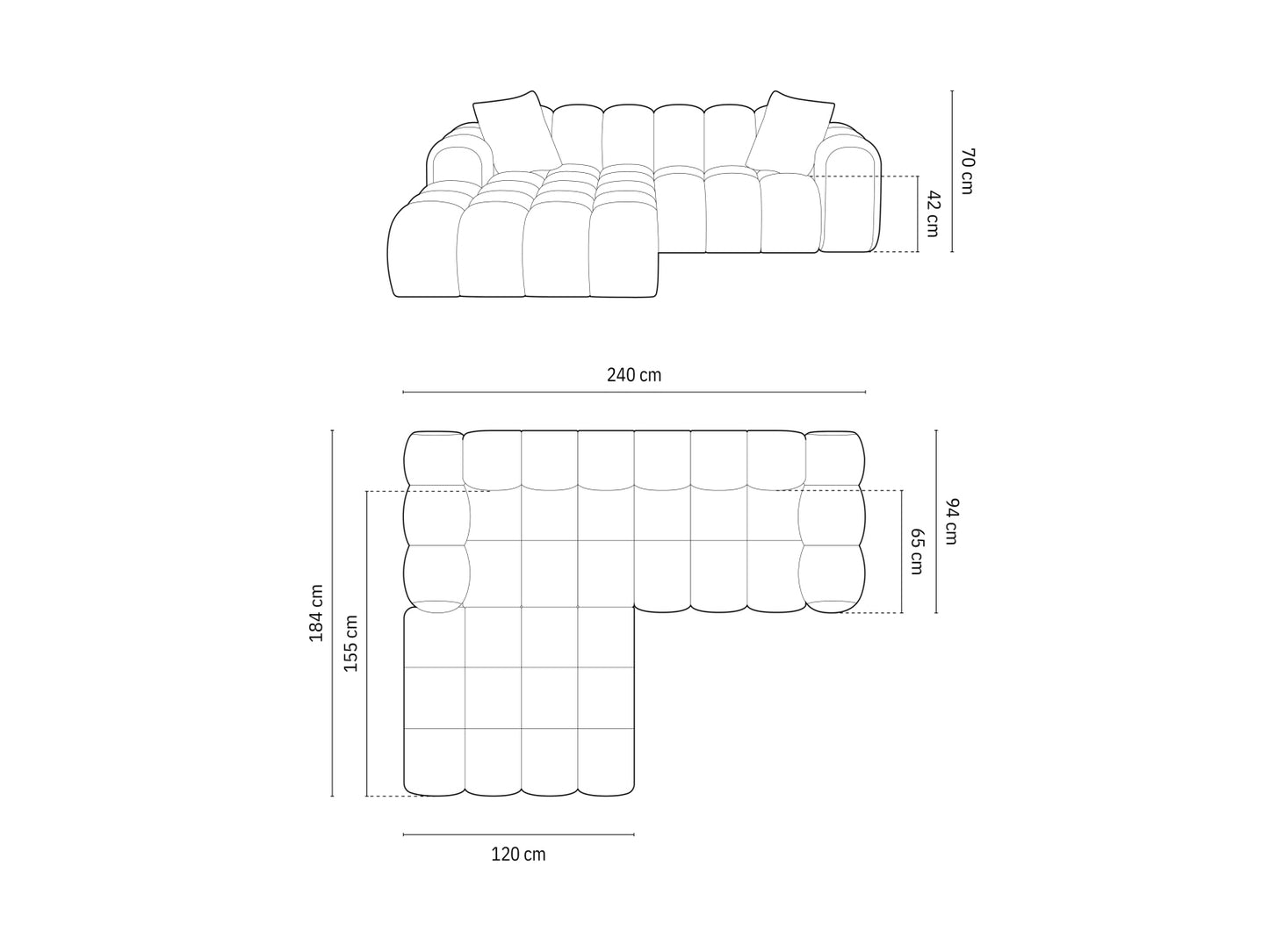 Treno Corner Sofa, 3 Seats, 240x184 cm