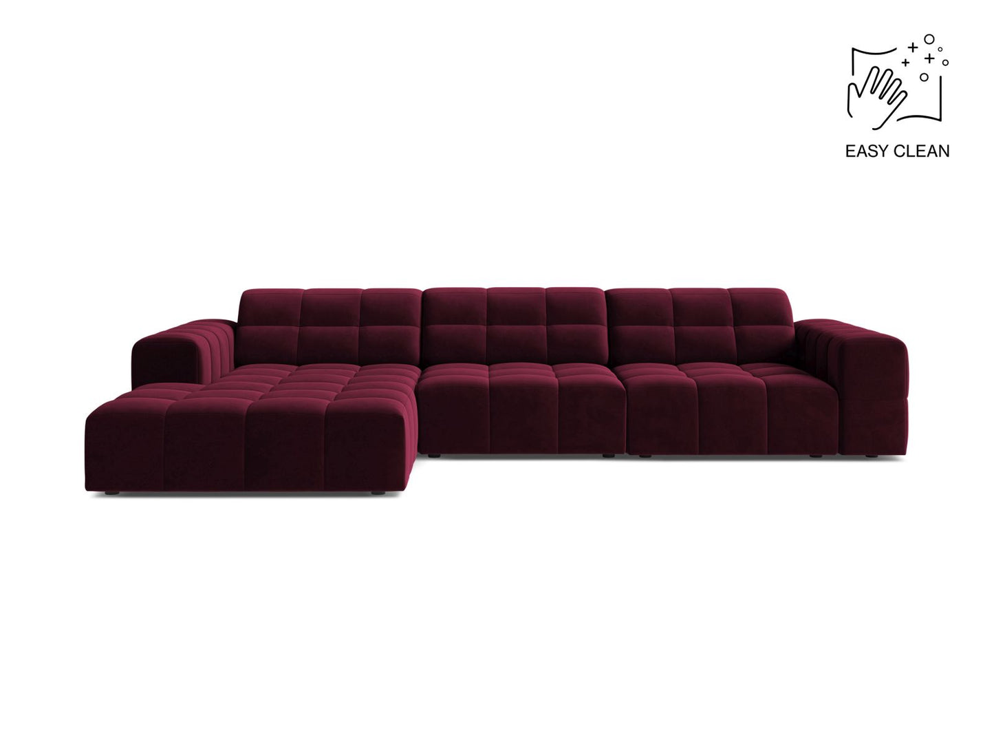 Chicago Corner Sofa, 4 Seats, 294x167 cm — Burgundy / Left