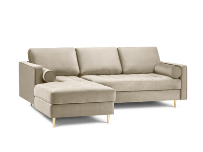 Aspen Corner Sofa, 4 Seats, 236x170 cm — Dark Beige / Gold Metal / Left