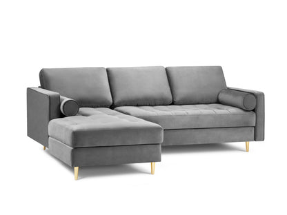 Aspen Corner Sofa, 4 Seats, 236x170 cm — Grey / Gold Metal / Left