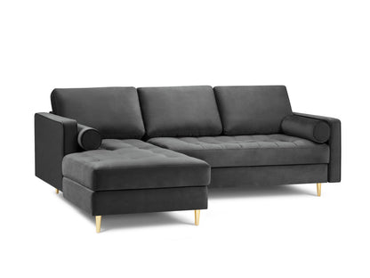 Aspen Corner Sofa, 4 Seats, 236x170 cm — Dark Grey / Gold Metal / Left