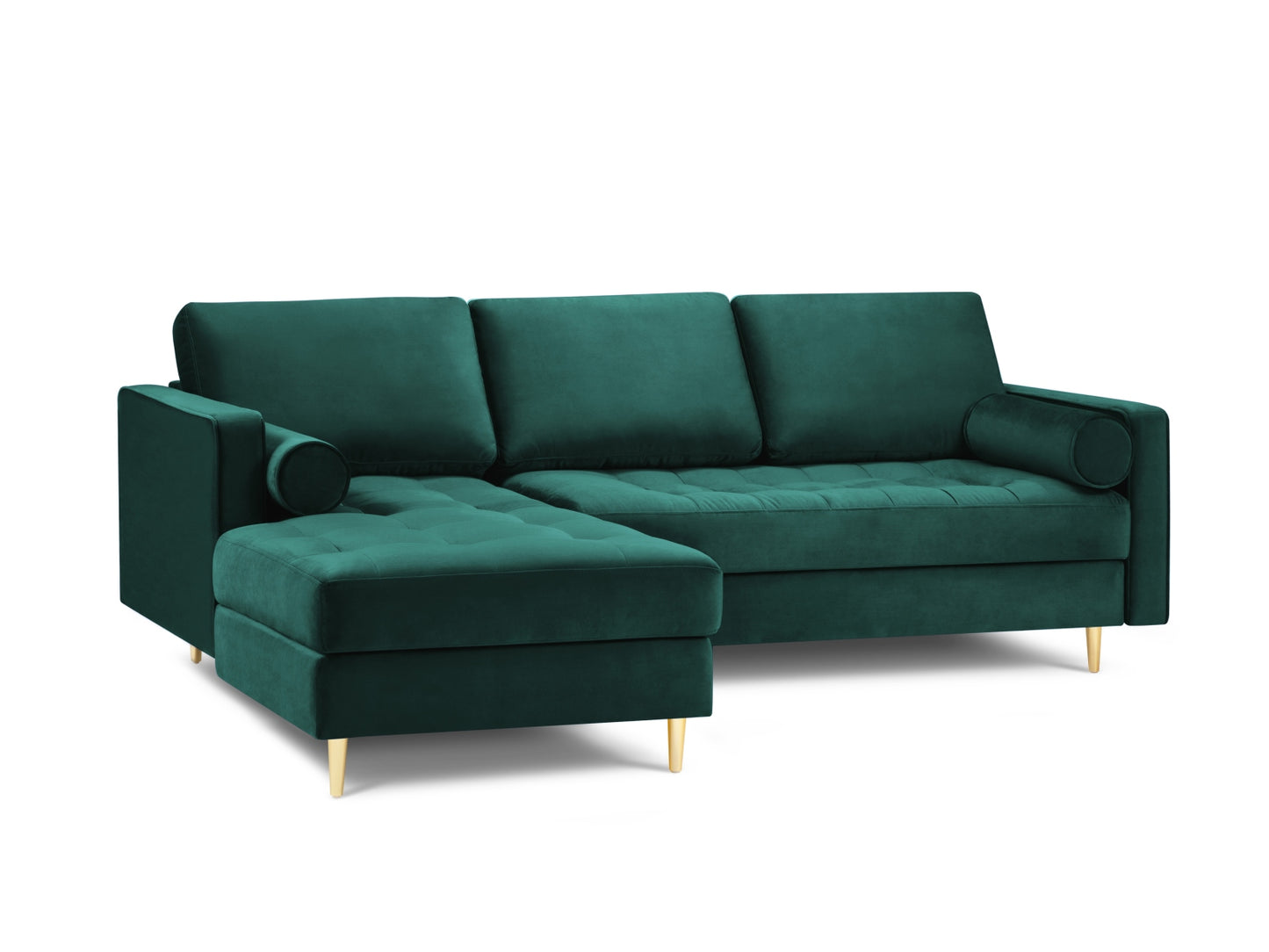 Aspen Corner Sofa, 4 Seats, 236x170 cm — Petrol / Gold Metal / Left