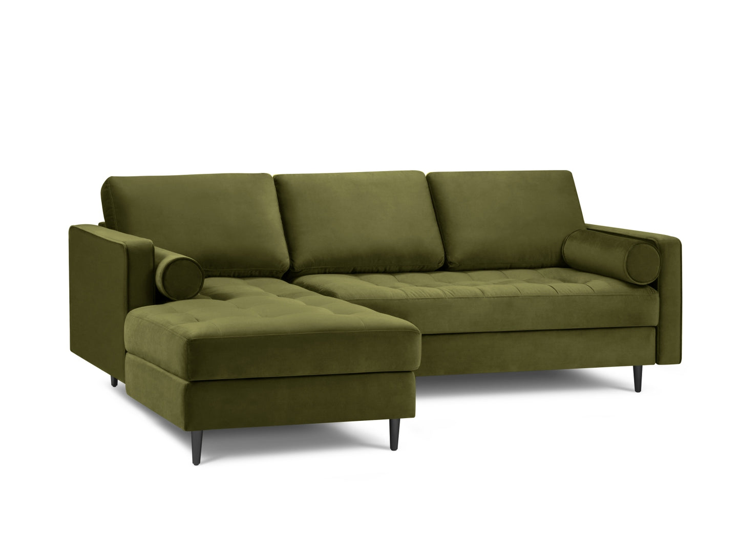 Aspen Corner Sofa, 4 Seats, 236x170 cm — Green / Black Chrome Metal / Left