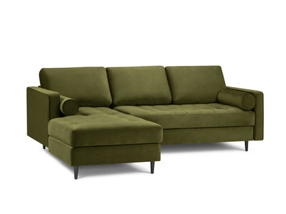 Aspen Corner Sofa, 4 Seats, 236x170 cm — Green / Black Chrome Metal / Left