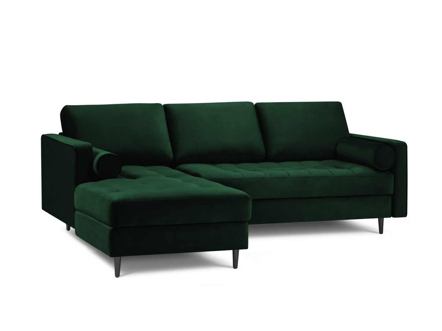 Aspen Corner Sofa, 4 Seats, 236x170 cm — Bottle Green / Black Chrome Metal / Left