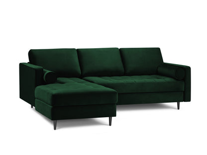 Aspen Corner Sofa, 4 Seats, 236x170 cm — Bottle Green / Black Chrome Metal / Left