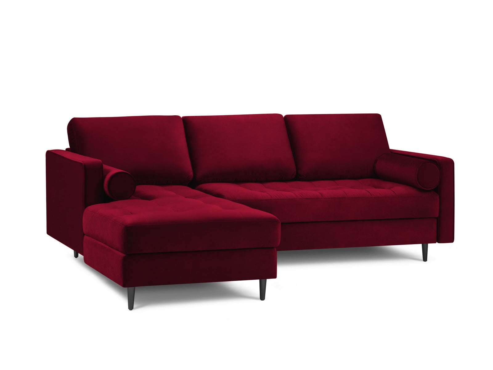 Aspen Corner Sofa, 4 Seats, 236x170 cm — Red / Black Chrome Metal / Left