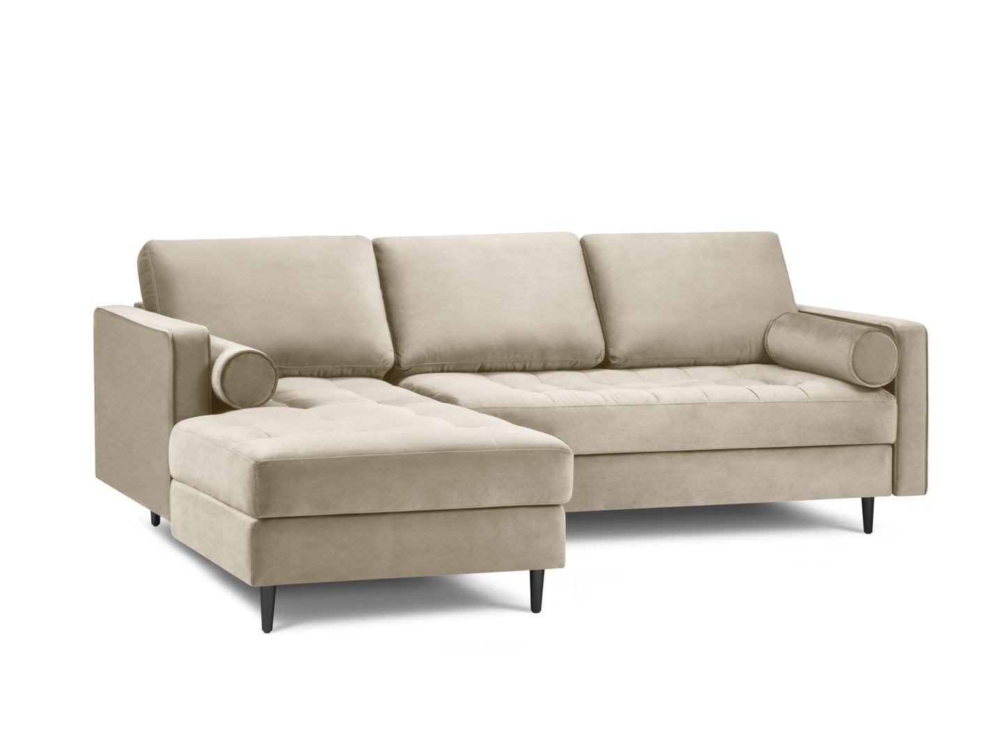 Aspen Corner Sofa, 4 Seats, 236x170 cm — Dark Beige / Black Chrome Metal / Left