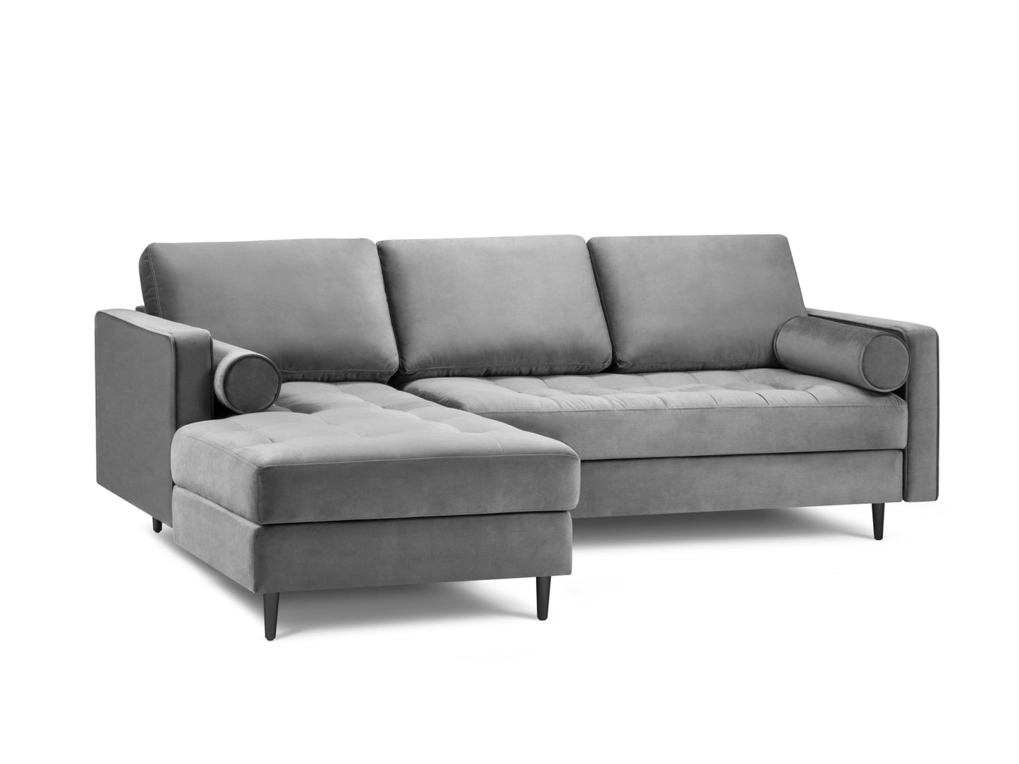 Aspen Corner Sofa, 4 Seats, 236x170 cm — Grey / Black Chrome Metal / Left