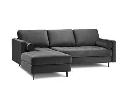 Aspen Corner Sofa, 4 Seats, 236x170 cm — Dark Grey / Black Chrome Metal / Left