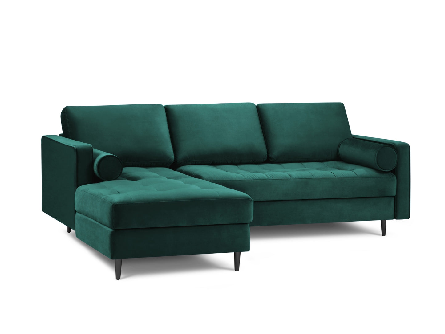 Aspen Corner Sofa, 4 Seats, 236x170 cm — Petrol / Black Chrome Metal / Left