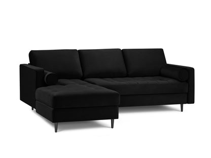Aspen Corner Sofa, 4 Seats, 236x170 cm — Black / Black Chrome Metal / Left