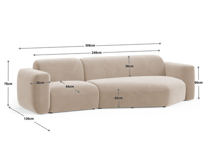 Strino Modular Corner Sofa, 3 Seats, 308x136 cm