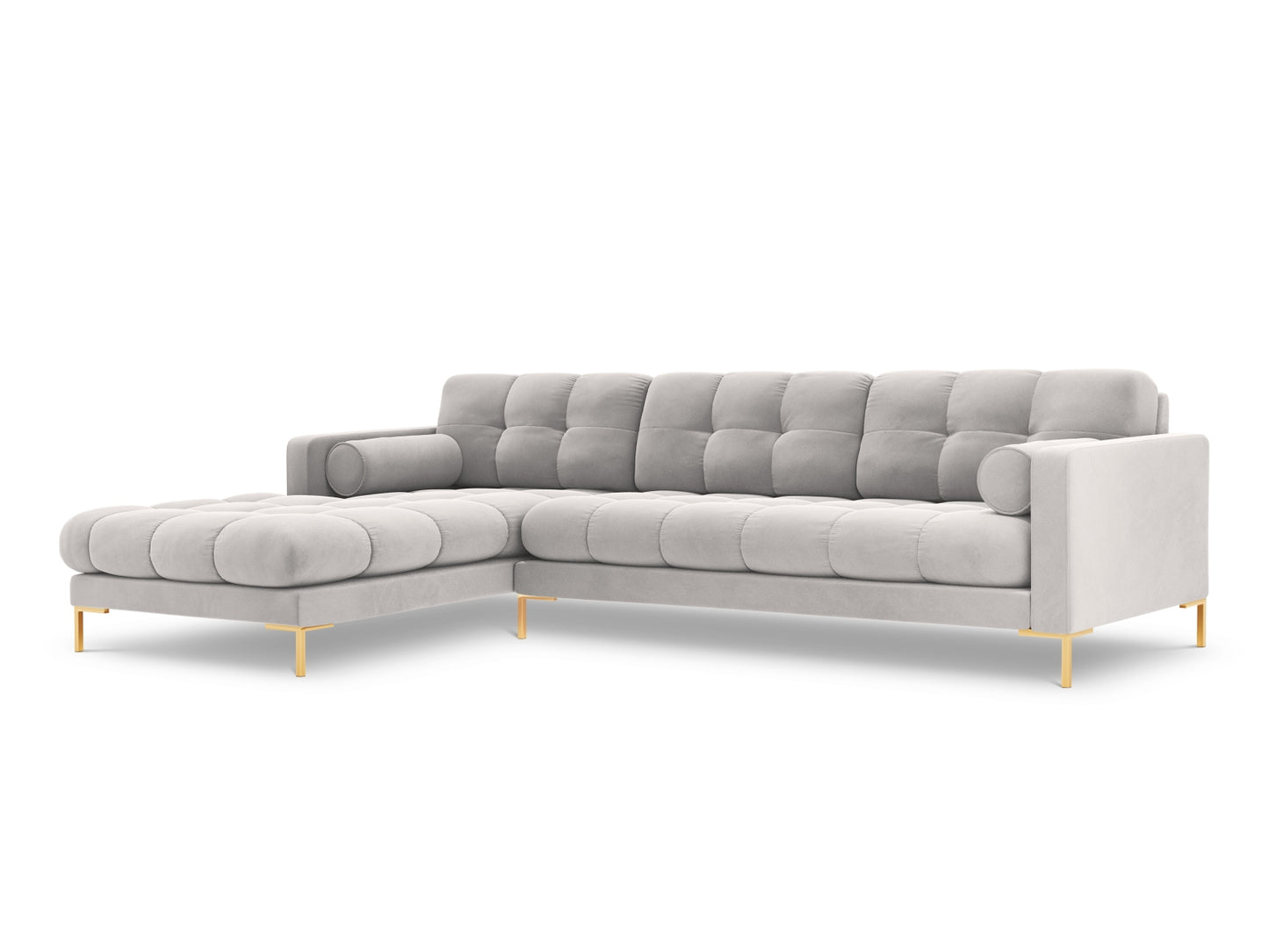 Bali Corner Sofa, 5 Seats, 293x185 cm — Silver / Gold Metal / Left