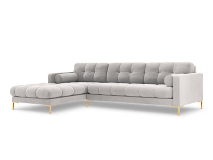 Bali Corner Sofa, 5 Seats, 293x185 cm — Silver / Gold Metal / Left