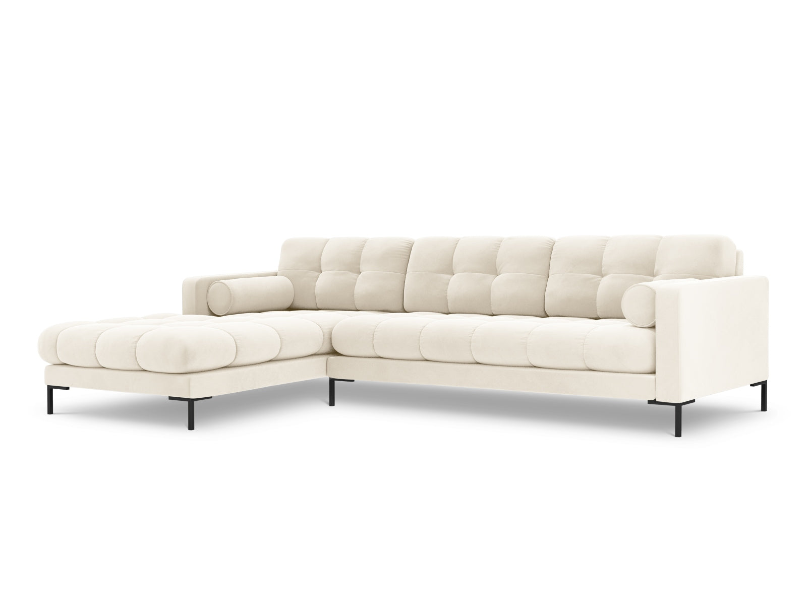 Bali Corner Sofa, 5 Seats, 293x185 cm — Light Beige / Black Metal / Left