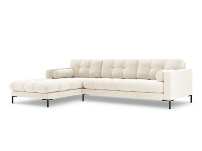Bali Corner Sofa, 5 Seats, 293x185 cm — Light Beige / Black Metal / Left