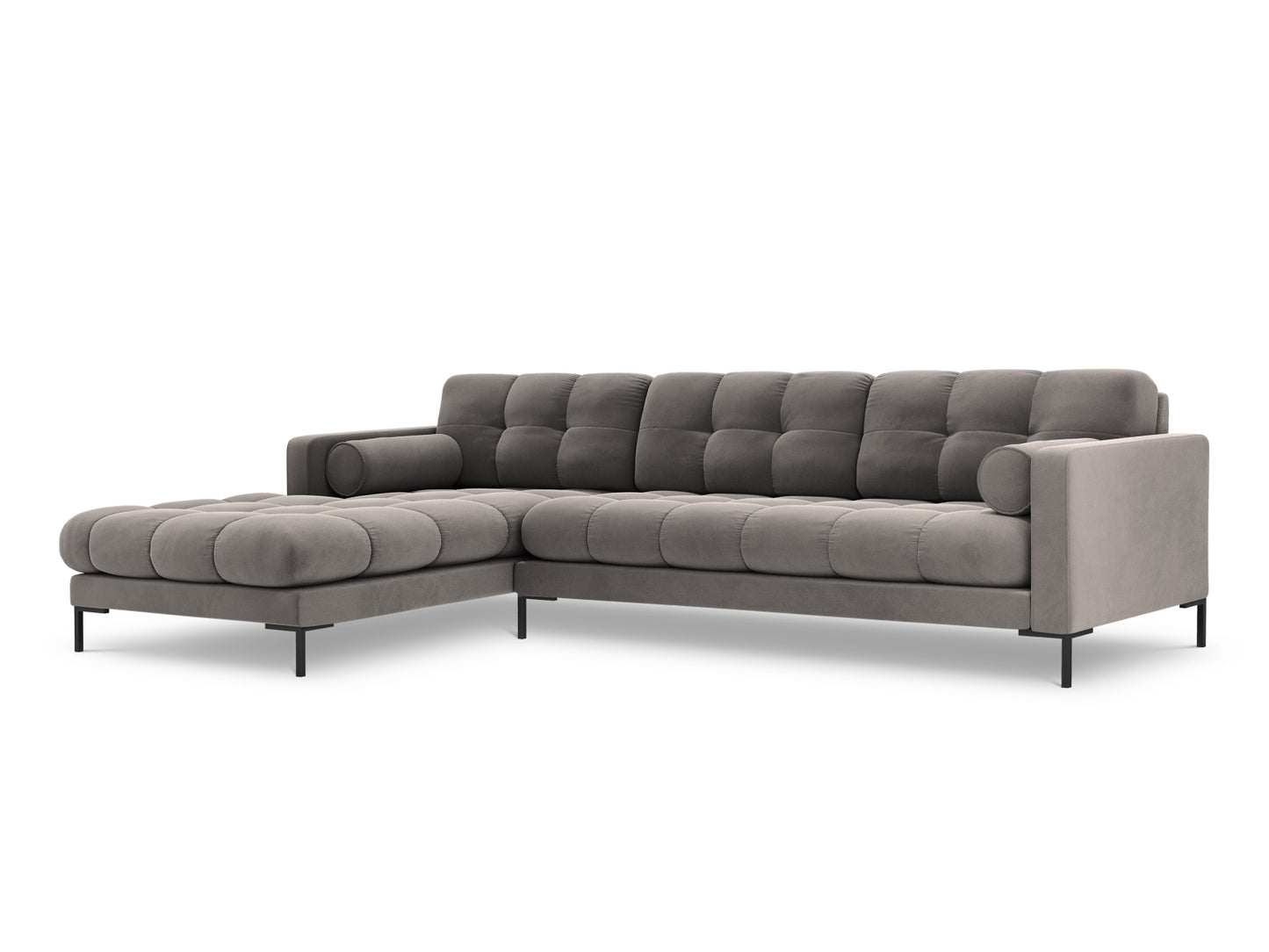 Bali Corner Sofa, 5 Seats, 293x185 cm — Light Grey / Black Metal / Left
