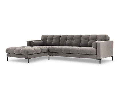 Bali Corner Sofa, 5 Seats, 293x185 cm — Light Grey / Black Metal / Left