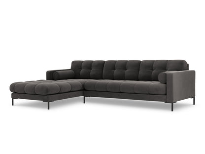 Bali Corner Sofa, 5 Seats, 293x185 cm — Dark Grey / Black Metal / Left