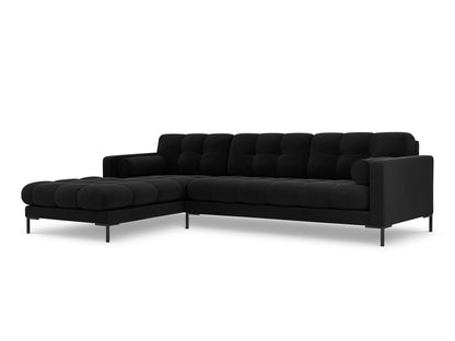 Bali Corner Sofa, 5 Seats, 293x185 cm — Black / Black Metal / Left