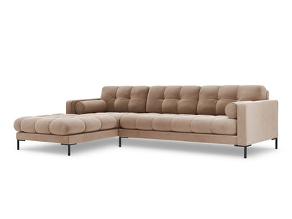 Bali Corner Sofa, 5 Seats, 293x185 cm — Beige / Black Metal / Left