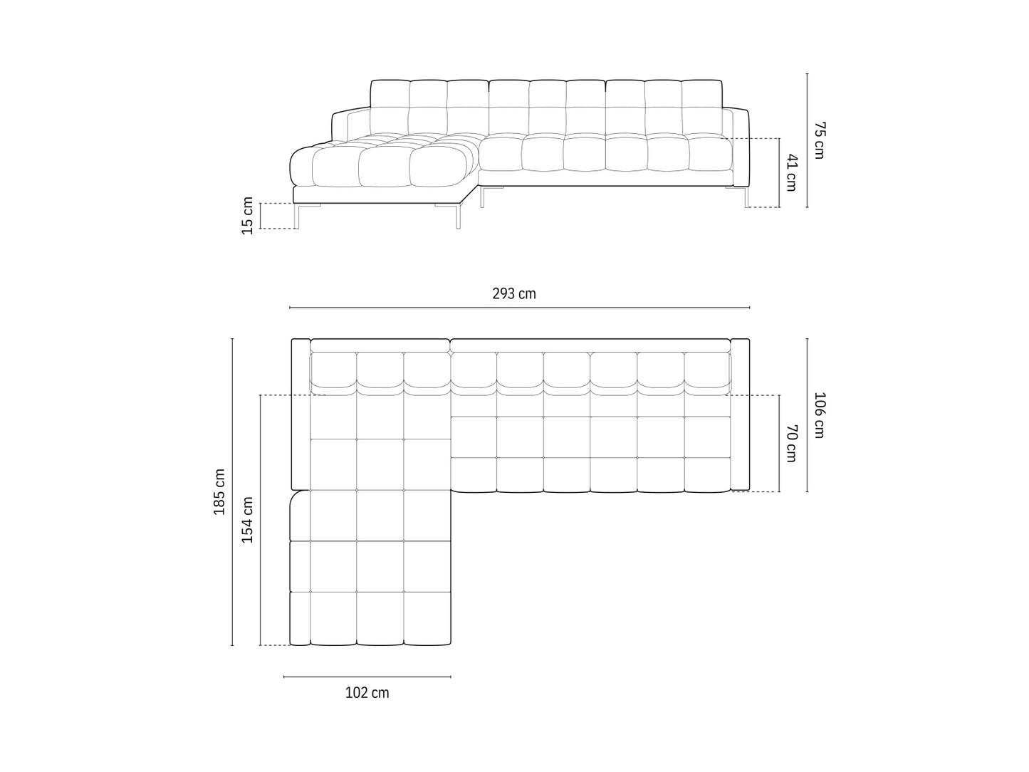 Bali Corner Sofa, 5 Seats, 293x185 cm
