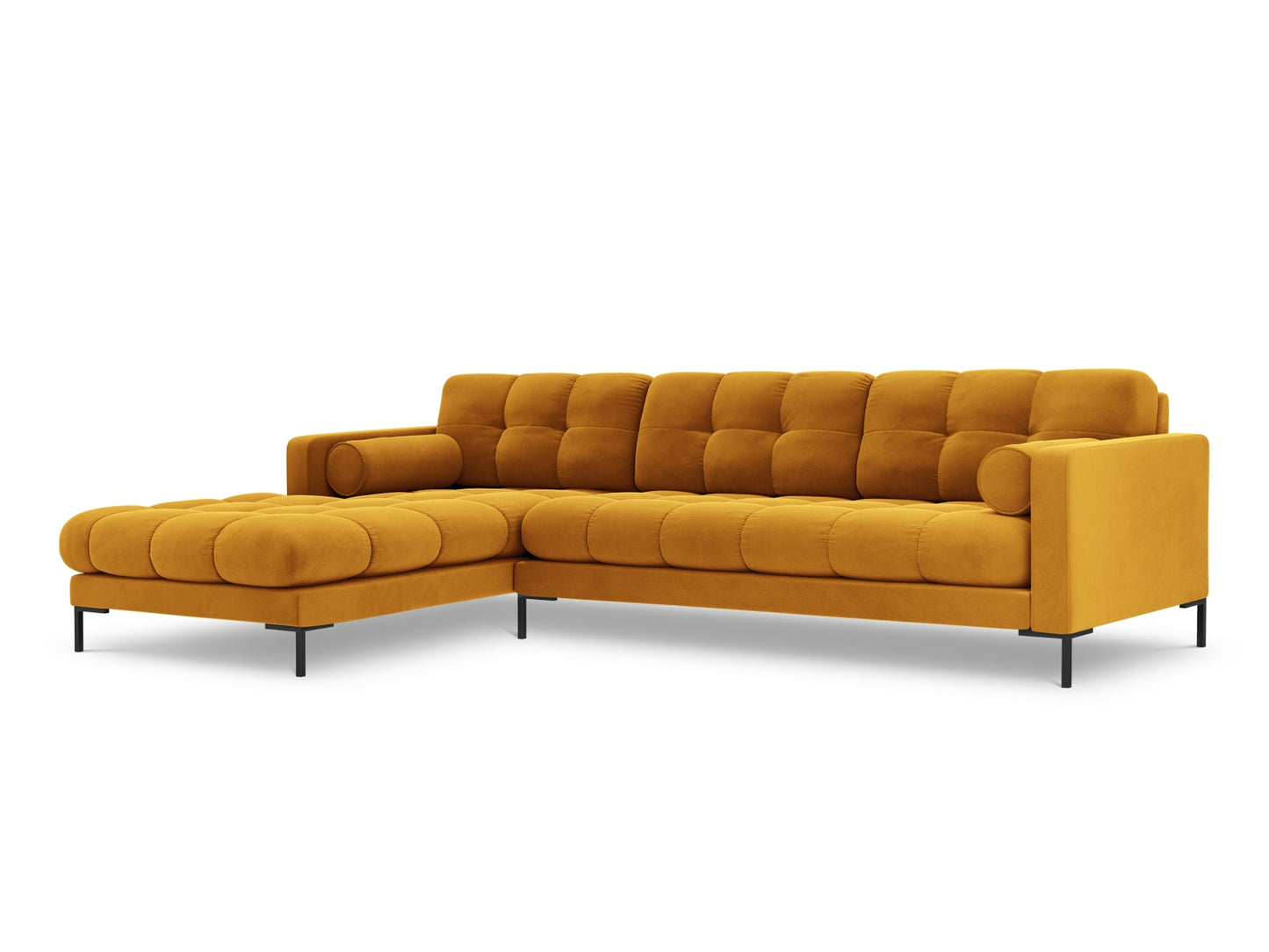 Bali Corner Sofa, 5 Seats, 293x185 cm — Yellow / Black Metal / Left