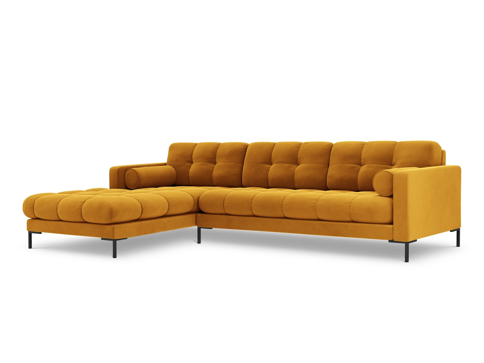Bali Corner Sofa, 5 Seats, 293x185 cm — Yellow / Black Metal / Left