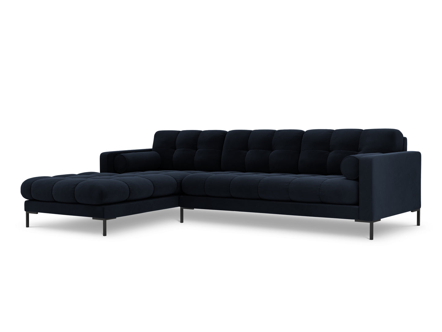 Bali Corner Sofa, 5 Seats, 293x185 cm — Dark Blue / Black Metal / Left