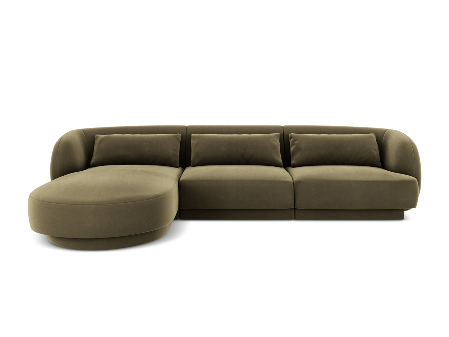 Tulum Corner Sofa, 4 Seats, 255x156 cm — Green / Left