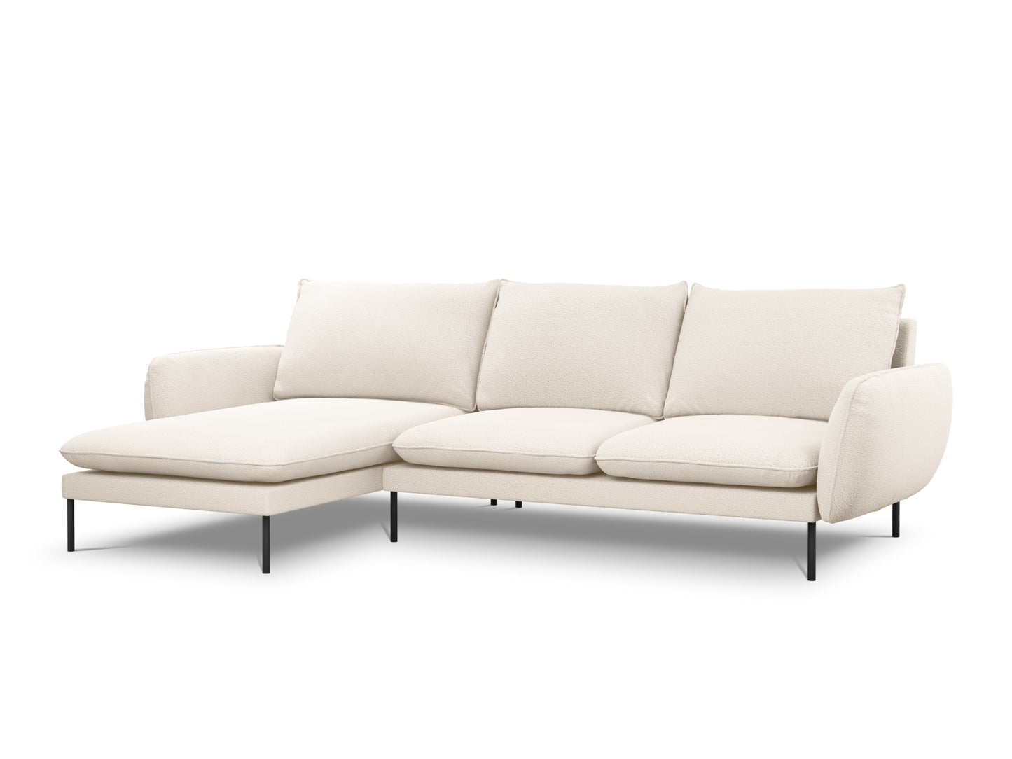 Vienna Corner Sofa, 5 Seats, 255x170 cm — Beige / Black Metal / Left